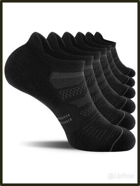 6 Pack Men's Ankle Running Socks Cushioned Athletic Cotton Low Cut Black Size L